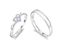 LEGENTLISUR 2 Pezzi Fedine Fidanzamento Coppia Anelli Donna Argento 925 Fedi Nuziali Anello Coordinato come Regalo per Il tuo Partner Coniuge Diametro Interno 16-18 mm Regolabile