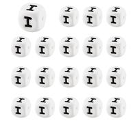 LEGENTLISUR 20 perline cubiche in silicone con lettere dell'alfabeto, 12 mm, bianche, per braccialetti dell'amicizia, collane, gioielli, portachiavi, progetti fai da te (lettera I)