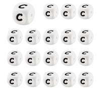 LEGENTLISUR 20 perline cubiche in silicone con lettere dell'alfabeto, 12 mm, per braccialetti dell'amicizia, parole, collane, portachiavi, gioielli, progetti fai da te (lettera C)
