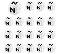 LEGENTLISUR 20 perline cubiche in silicone con lettere dell'alfabeto, 12 mm, per braccialetti dell'amicizia, parole, collane, portachiavi, gioielli, progetti fai da te (Lettera N)