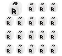 LEGENTLISUR 20 perline quadrate in silicone con lettere dell'alfabeto, 12 mm, bianche, per braccialetti dell'amicizia, collane, gioielli, portachiavi, progetti fai da te (lettera R)