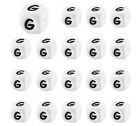 LEGENTLISUR 20 perline quadrate in silicone con lettere dell'alfabeto, 12 mm, per braccialetti dell'amicizia, parole, collane, portachiavi, gioielli, progetti fai da te (lettera G)