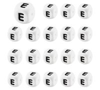 LEGENTLISUR 20 perline quadrate in silicone con lettere dell'alfabeto, 12 mm, per braccialetti dell'amicizia, collane, gioielli, portachiavi, progetti fai da te (lettera E)