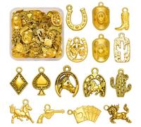LEGENTLISUR 30 ~ 75 pezzi ciondoli Western Charms per Braccialetti Cavalli Cowboy Ciondolo per Braccialetti Collane Orecchini Portachiavi Accessori Fai da te (Oro), 13.5~25x11~23.9x1.5~6mm, Lega di