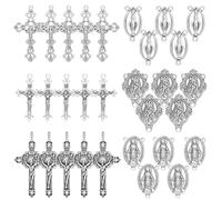 LEGENTLISUR 80 ciondoli a forma di croce per la creazione di gioielli religiosi vintage ciondoli per bracciali, collane, orecchini, portachiavi, forniture fai da te, 23x14.5x3mm, Metallo, Non pietra