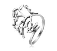 LEGENTLISUR Anelli Donna Qcciaio Inossidabile Anello Regolabile Donna Anello Dell'albero Della Vita Anello di Speranza Anello Foglia Smaltata Anello Portafortuna Unisex