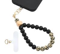LEGENTLISUR Cinturino da polso in silicone con perline per cellulare, cordino elastico per tenere le mani libere, con ciondoli e catene (nero A)