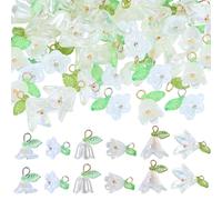 LEGENTLISUR Ciondoli floreali per braccialetti, ciondoli in acrilico per la creazione di gioielli, mughetti in acrilico, per il fai da te, per collane, orecchini, creazione di gioielli, decorazione