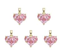 LEGENTLISUR Ciondolo a forma di cuore per la creazione di gioielli, ciondolo con vero oro 18 carati, per la produzione e il fai da te di collane e bracciali, 14.5mm, Zirconia cubica, Nessuna pietra