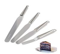 LEGERM Set di 4 Spatola per Dolci, Spatole Pasticceria in Acciaio Inossidabile con Maniglia Ergonomica | Utensile per Torte Per Principianti e Pasticceri/Chef Professionisti