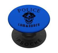 Legge e ordine del teschio della polizia, poliziotto, ufficiale, sceriffo, poliziotti PopSockets PopGrip Adesivo