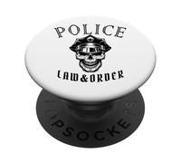 Legge e ordine del teschio della polizia, poliziotto, ufficiale, sceriffo, poliziotti PopSockets PopGrip Adesivo