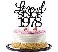leggenda dal 1978 cake topper per torta 45° compleanno buon compleanno topper per torta uomini e donne tifo 45 anni fatto a mano nero glitter decorazione torta