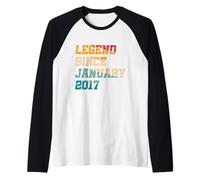 Leggenda di 9 Anni da gennaio 2017 9° Compleanno d'Annata Maglia con Maniche Raglan