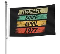 Leggendario Da Aprile 1977 Bandiera Da Cortile Con 2 Occhielli Bandiere Da Giardino Divertente Garden Flag Per Fattoria Interni Esterni 90X150 Cm