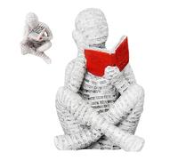 Leggendo la figura della libreria artistica della statua del pensatore femminile da Harz | Modern Collector's Piece per gli amanti dei libri, scultura estetica come decorazione della stanza, figura ar