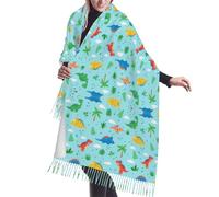 Leggera Sciarpa Donna Invernale Cute Funny Cartoon Dinosaurs Sky Blue Sciarpe Per Donna Stampata Scialle 68X196cm