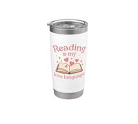 Leggere è il mio linguaggio d'amore Bicchiere termico in acciaio inox doppia parete