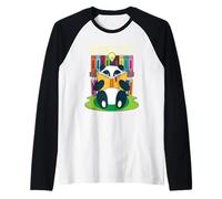 Leggere è Illuminato Panda Biblioteca Amante dei Libri Insegnante di Inglese Giochi di Parole Maglia con Maniche Raglan