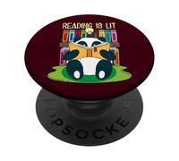 Leggere è illuminato Panda Biblioteca Amante dei libri Insegnante di inglese Giochi di parole PopSockets PopGrip Adesivo