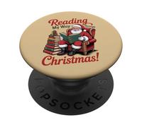 Leggere la mia strada attraverso il Natale - Amante dei libri Babbo Natale PopSockets PopGrip Adesivo