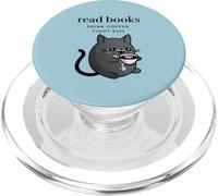 Leggere Libri Drink Coffee Fight Evil Funny Cat PopSockets PopGrip per MagSafe