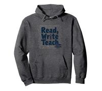 Leggere, Scrivere, insegnare: Educatori ispiratori e Amanti dei Libri Felpa con Cappuccio, Unisex per Adulti, Grigio Scuro, L