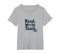 Leggere, Scrivere, insegnare: Educatori ispiratori e Amanti dei Libri Maglietta, Donna Plus-Size, Grigio Melange, 2X