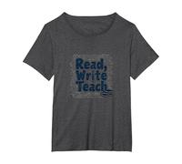 Leggere, Scrivere, insegnare: Educatori ispiratori e Amanti dei Libri Maglietta, Donna Plus-Size, Grigio Scuro, 6X