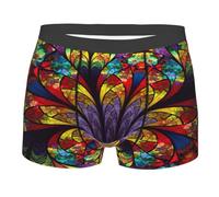 Leggeri Boxer Slips Flower Stained Glass,Morbidi Intimo Slip da Uomo Vita Elastica Mutande