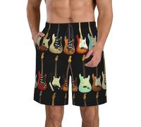 Leggeri Pantaloncini da Spiaggia Art Guitar Pattern Print Costume da Nuoto Uomo Leisure Surf Pantaloncini per Surf Piscina Nuoto 3XL