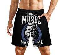 Leggeri Pantaloncini da Spiaggia Rock Music Makes Me Feel Good Print Costume da Nuoto Uomo con Fodera A Rete Pantaloncini da Bagno per Surf Vacanza Piscina XXL
