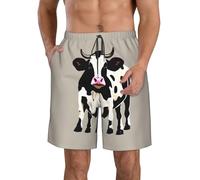 Leggeri Pantaloncini Sportivi Cow Black Spot Print Calzoncini da Nuotata Uomo Regolabile Pantaloncini Spiaggia per Vacanza Surf Piscina XL