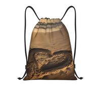 Leggero Borsa Coulisse Hearts Drawn on The Beach Zainetti Fashion Sacchetto Sportivo per Yoga Nuoto Festival 36X42cm
