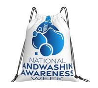 Leggero Borsa Coulisse National Handwashing Awareness Week Zainetto Fashion Sacca Sportiva per Donna All'aperto Uomo 36X42cm