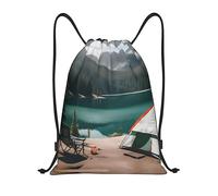 Leggero Borsa Coulisse Serenity Lake Camping Zainetto Fashion Sacca Sportiva Palestra per Nuoto Vacanze Sport 36X42cm