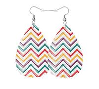 Leggero Orecchini Donna Pendenti Colorful Stripes Abstract Zigzag Lines Chevrons Paint Western Orecchino Da Donna Stampa Orecchini Pendenti Per Decorazioni Festa Compleanno