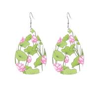 Leggero Orecchini Donna Pendenti Lotus Flower Pattern Waterdrop di Orecchino Stampa Orecchini Pendenti Lunghi per Bambina Compleanno Decorazioni