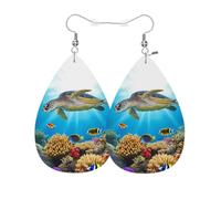 Leggero Orecchini Donna Sea Turtle Colorful Ocean Coral Reef Fish And Sea Turtle Ciondolo Orecchio Confortevoli Orecchini Pendenti Per Compleanno Festa Bambina