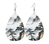 Leggero Orecchini Pendenti Donna Chinese Landscape Painting Ciondolo Orecchio Confortevoli Teardrop Orecchini Per Decorazioni Bambina Vacanze