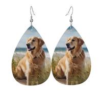 Leggero Orecchini Pendenti Donna Golden Retriever On The Beach Ciondolo Orecchio Confortevoli Orecchini Pendenti Lunghi Per Festa Compleanno Decorazioni