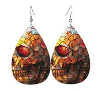 Leggero Orecchini Pendenti Donna Stained Glass Skull Skeleton Vintage Ciondolo Orecchio Confortevoli Teardrop Orecchini per Decorazioni Bambina Festa della mamma