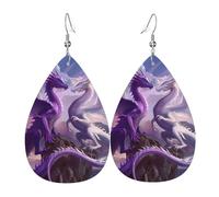 Leggero Orecchini Purple And White Dragons Orecchino Da Donna Confortevoli Orecchini Pendenti Per Bambina Decorazioni Vacanze