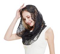 Leggero Poliestere Cappelle Veli Delicato Foulard Del Merletto Elegante Sciarpa Del Merletto Per Le Donne Cristiane Che Frequentano Veli di Messa Cattolici, Nero 1, Taglia unica