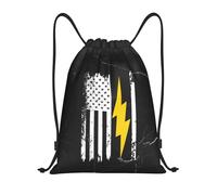 Leggero Sacca Sportiva American Flag Light-Ning Bolt Electrician Pieghevole Zaino per Bambini 36x42cm per Palestra,Yoga,Spiaggia
