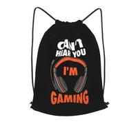 Leggero Zaino Coulisse Can't Hear You I'm Gaming, Fashion Sacca Ginnastica, Stampa Zaino Scuola, per Donna Piscina 36X42cm