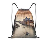 Leggero Zaino Coulisse Grand Canal Print Zainetto Unisex Sacca Ginnastica per Vacanze Festival Nuoto 36X42cm