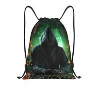 Leggero Zaino Coulisse Hacker Attack Zaino Sportivo Stampa Sacco Sportive per Yoga Vacanze Piscina 36X42Cm