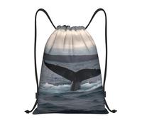 Leggero Zaino Coulisse Humpback Whale Tail Ocean Print Zaino da Viaggio Personalizzato Sacca Sportiva per Adulto All'aperto Nuoto 36X42cm