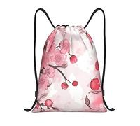 Leggero Zaino Coulisse Pink Cherry Flower Gym Sack Fashion Sacca Ginnastica per Festival Adulto Spiaggia 36X42cm